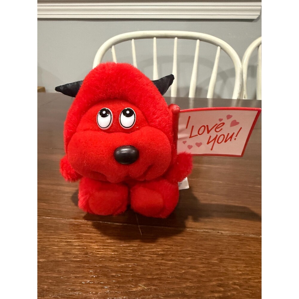 Vintage 1987 Dan Dee Red Devil Plush I Love You Sign Valentine’s Day 6"